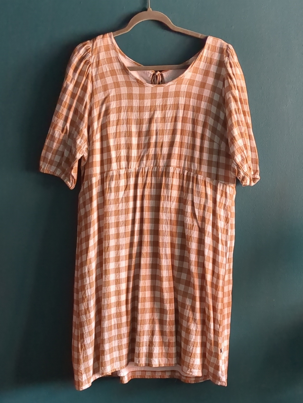 Hemp Linen/Organic Cotton North Kinder White And Brown Gingham Dress